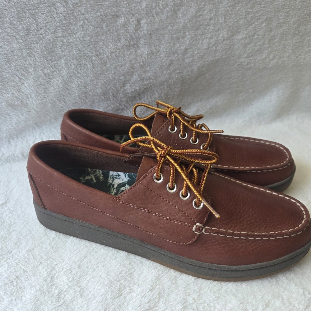 L.L. Bean Mens 10.5 Wide Blucher Mocs Hand-sewn Brown Leather Lace Up 504636